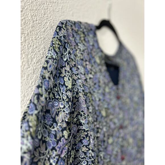 Vintage ZASHI Blue Floral Fairy Grunge 2 Pc Boho Tank Dress Maxi Top Set Size S - Picture 3 of 16